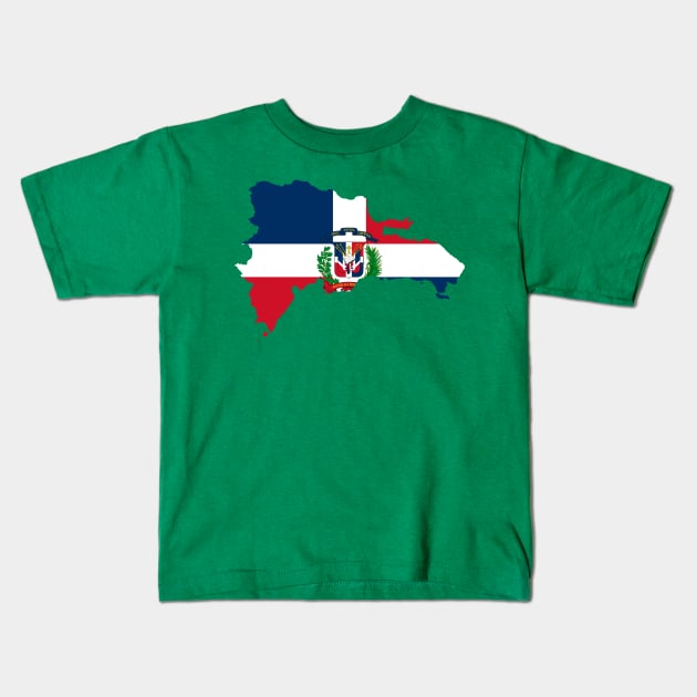 Dominican Republic Flag Map Kids T-Shirt by Historia